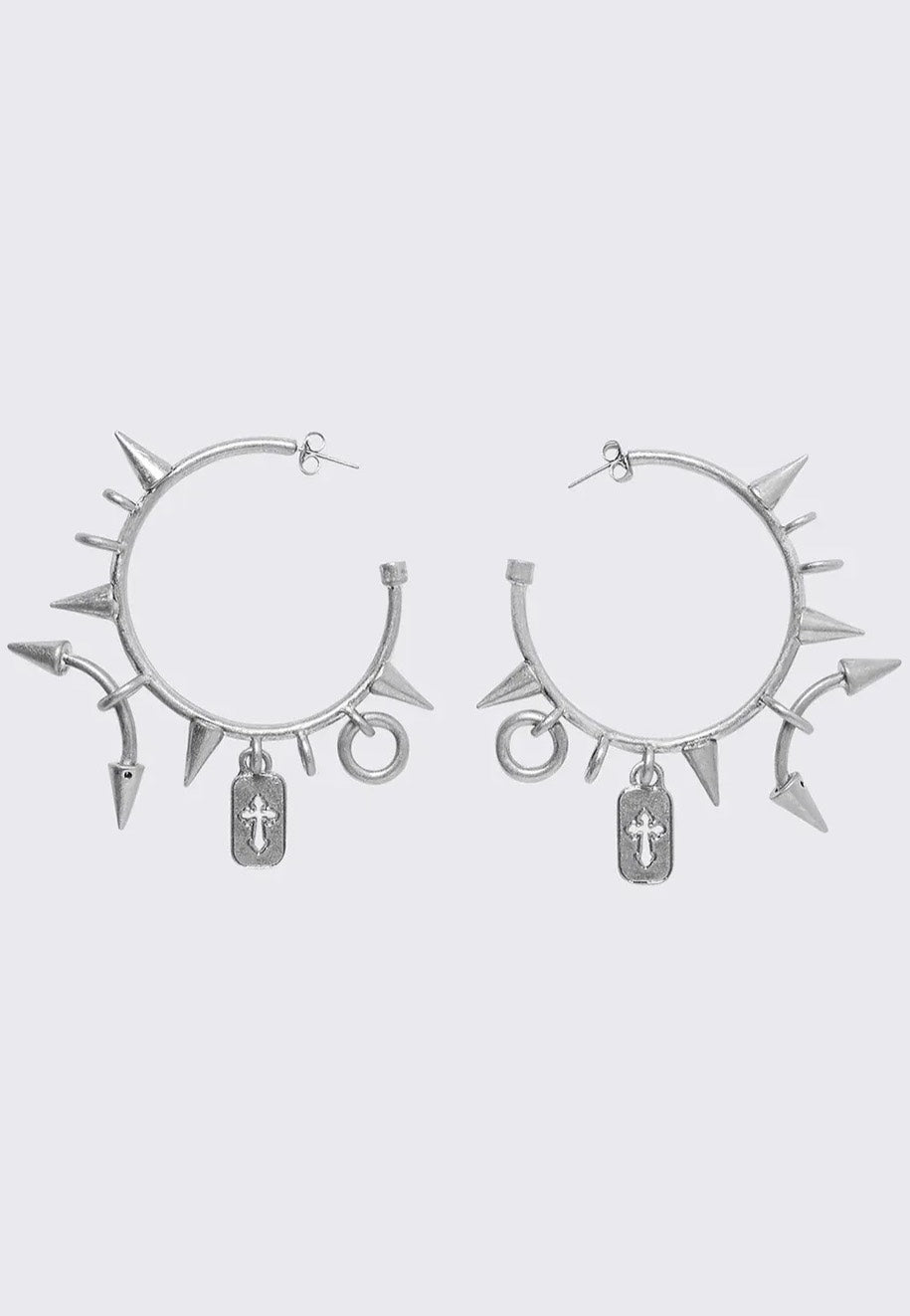 Minga London - Spiked Riot Silver Hoop - Earrings Order Cheap Pice