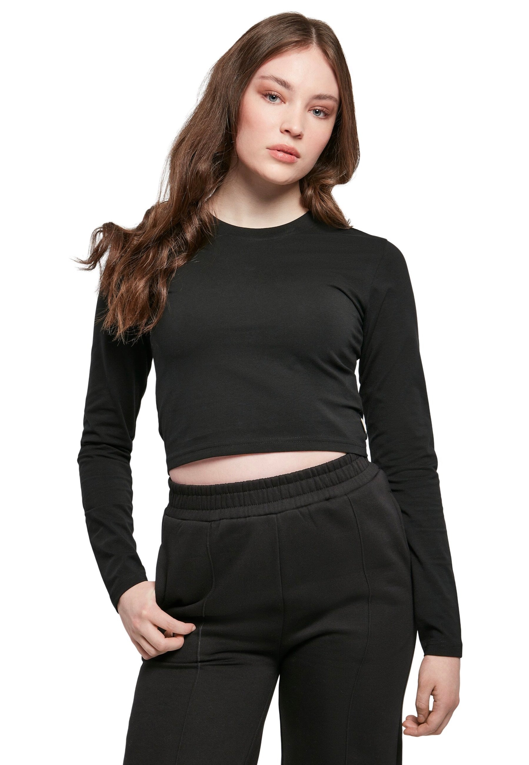 Urban Classics - Ladies Organic Cropped Black - Longsleeve High Quality For Sale