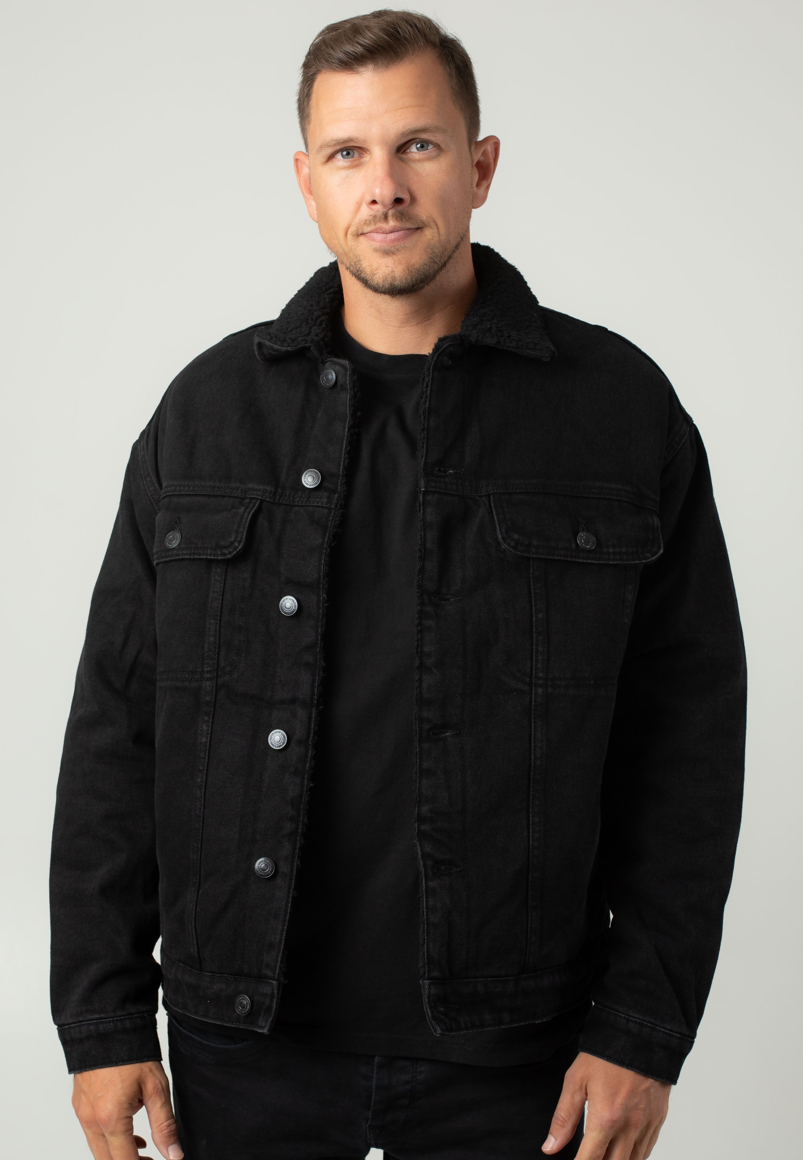 Only & Sons - Wilson Sherpa Black Denim - Jeans Jacket Outlet Collections