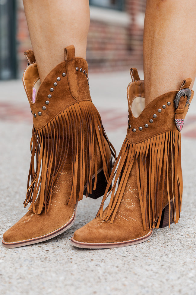 Jayde Camel Fringe Booties FINAL SALE Discount Explore