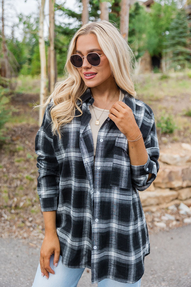 Made Me Realize Black And Ivory Plaid Oversized Button Front Shirt SALE Free Shipping Fashionable