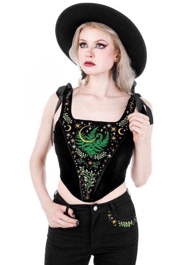 Restyle - Herbal Corset Black - Top Free Shipping Best Pices