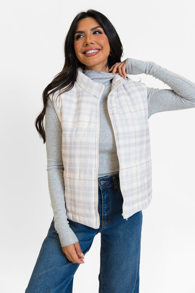 In A Bubble Beige Plaid Puffer Vest SALE Finishline Cheap Online