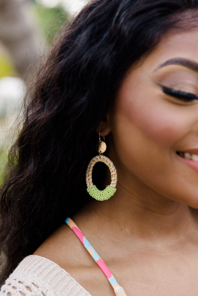 Green Beaded Wooden Earrings FINAL SALE Sale Explore