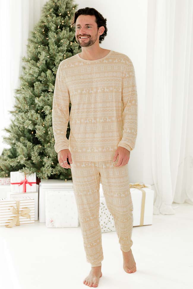 Snowy Days Men Beige and Ivory Fair Isle Pajama Pant FINAL SALE Cheap Sale Finishline