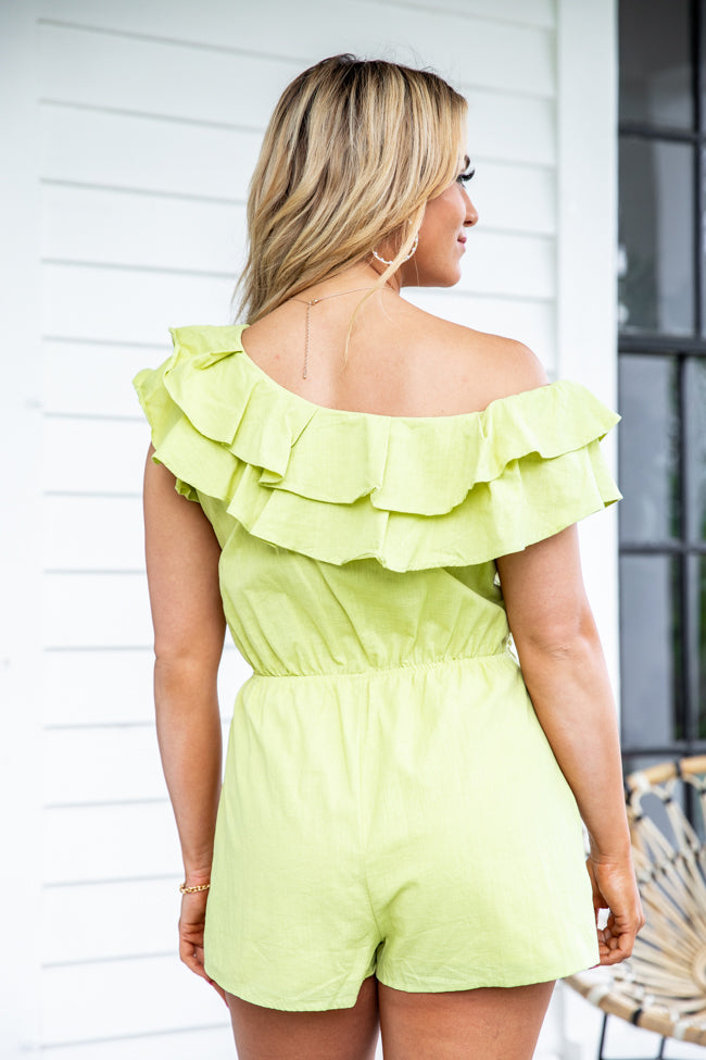 Happy Thoughts Lime Ruffle Romper FINAL SALE Buy Cheap Authentic