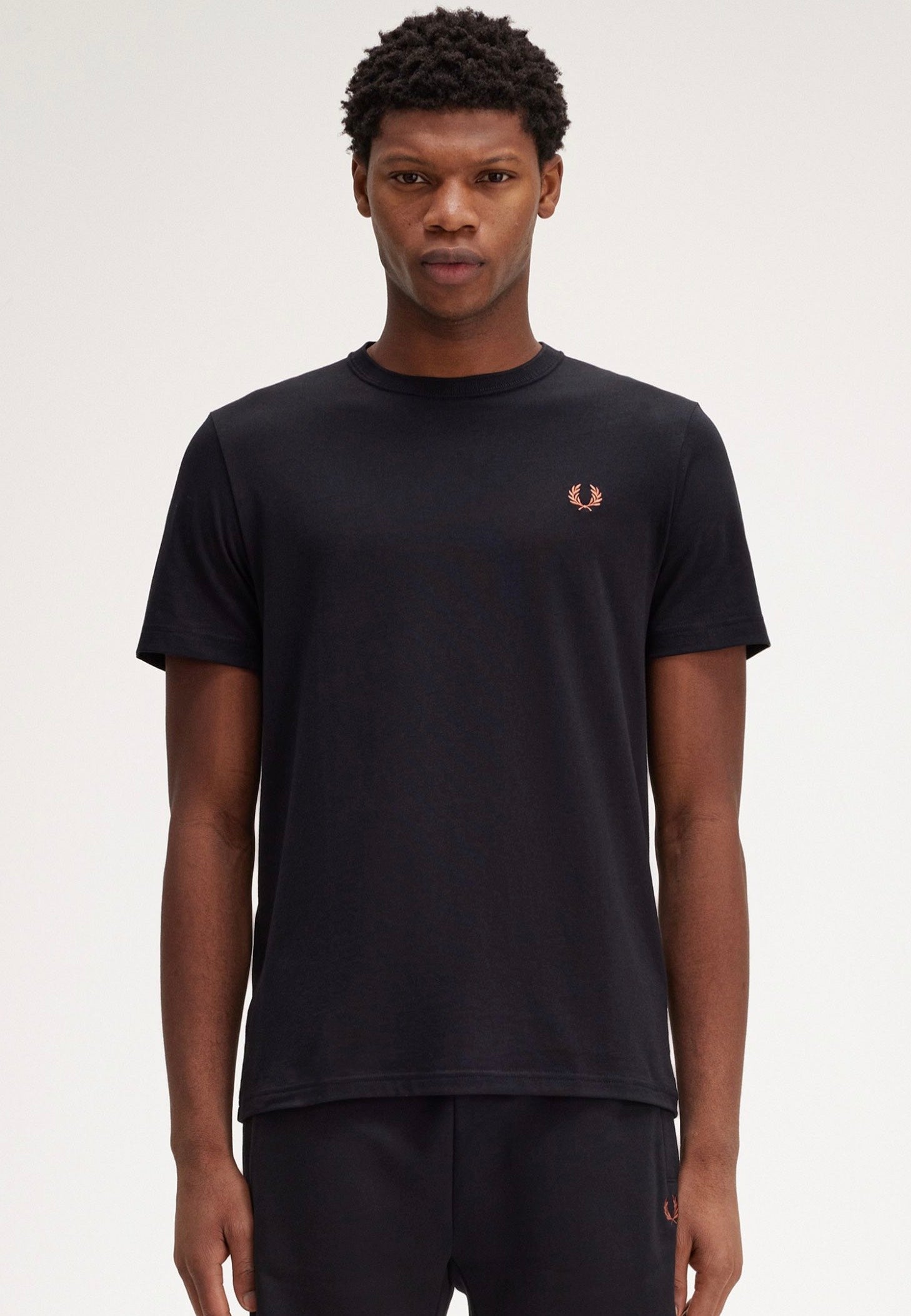 Fred Perry - Crew Neck Black/Whisky Brown - T-Shirt Free Shipping Browse