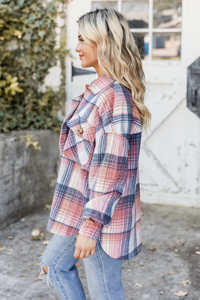 Good Guess Pink Multi Oversized Plaid Shacket FINAL SALE Free Shipping Big Sale