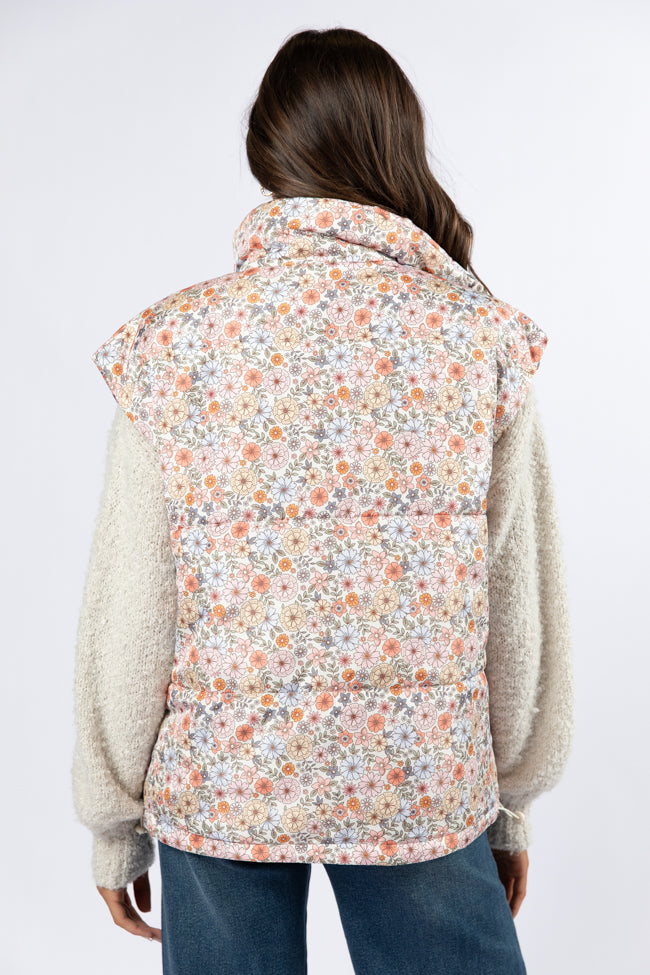 Cool Down Multi Floral Printed Puffer Vest SALE View