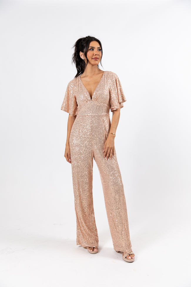 Martini Moments Champagne Sequin Jumpsuit FINAL SALE Free Shipping Very Cheap