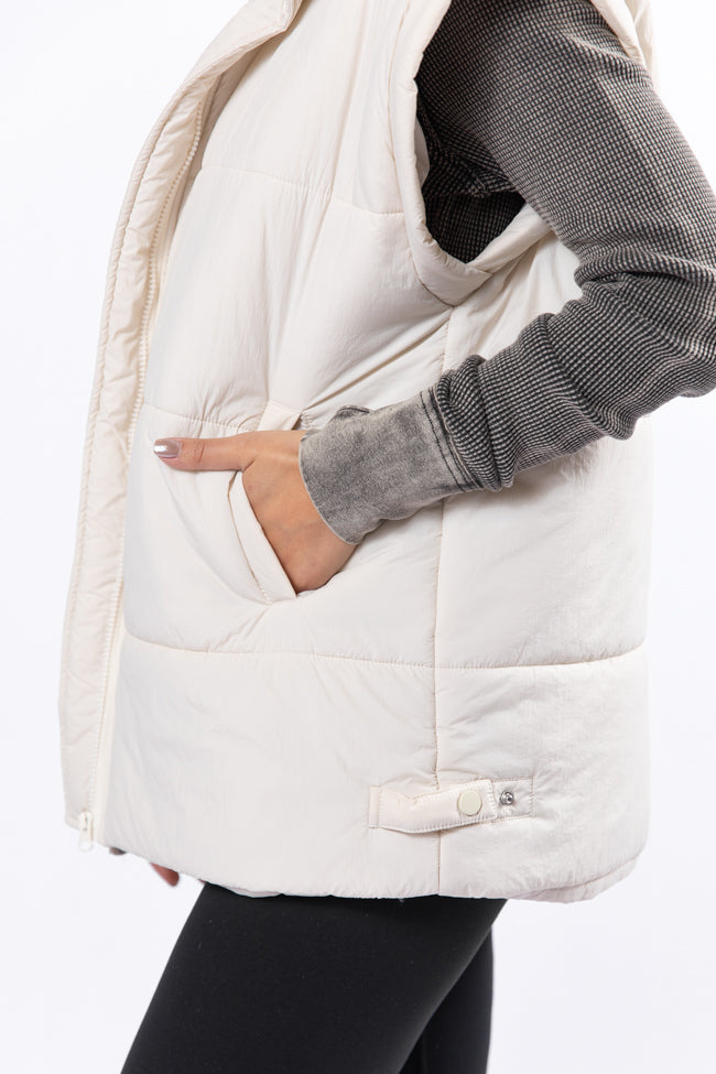 Best Bet Cream Oversized Puffer Vest Sale Affordable