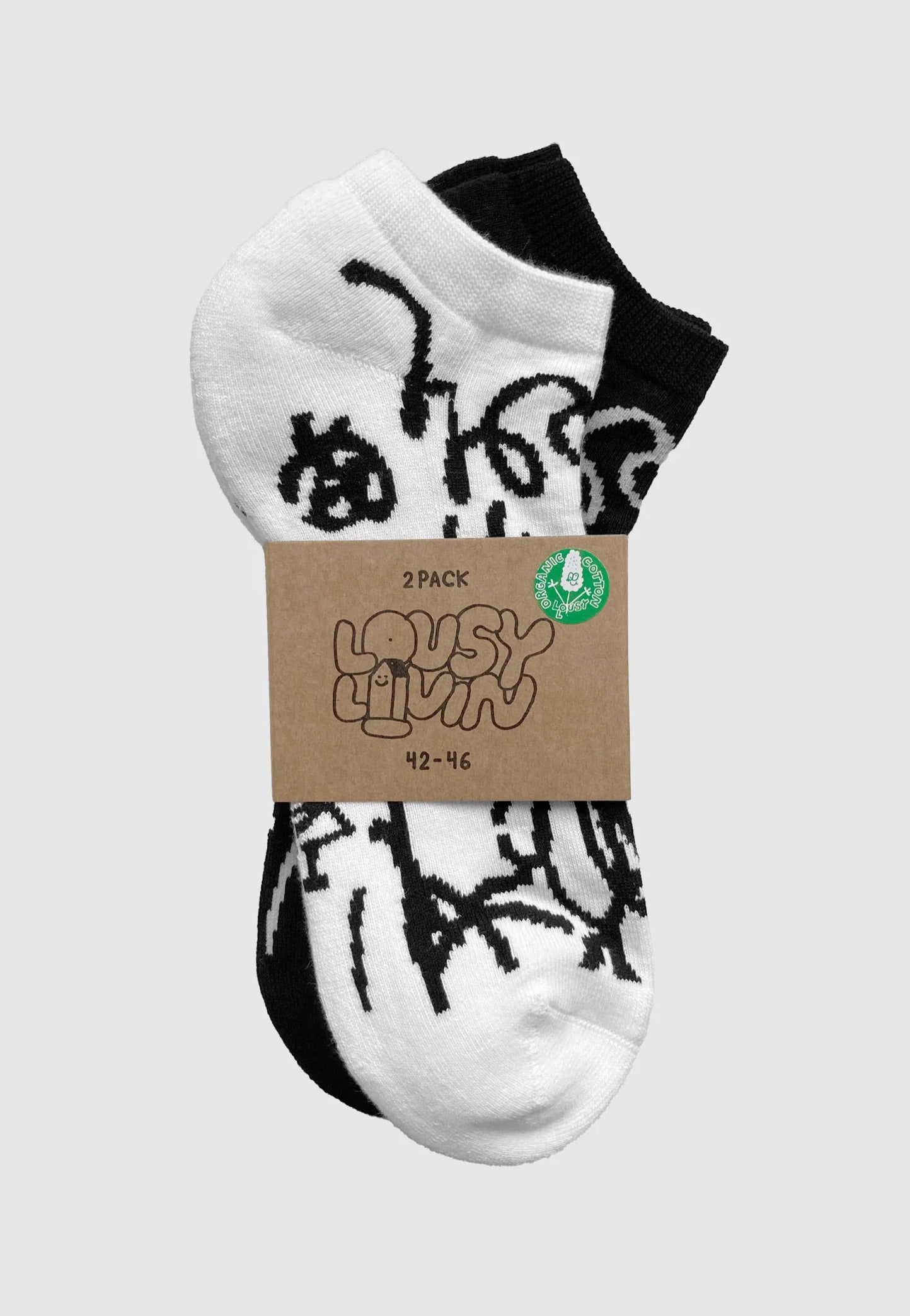 Lousy Livin - Sneaker Lou Pack Of 2 Black & White - Socks Sale Fake