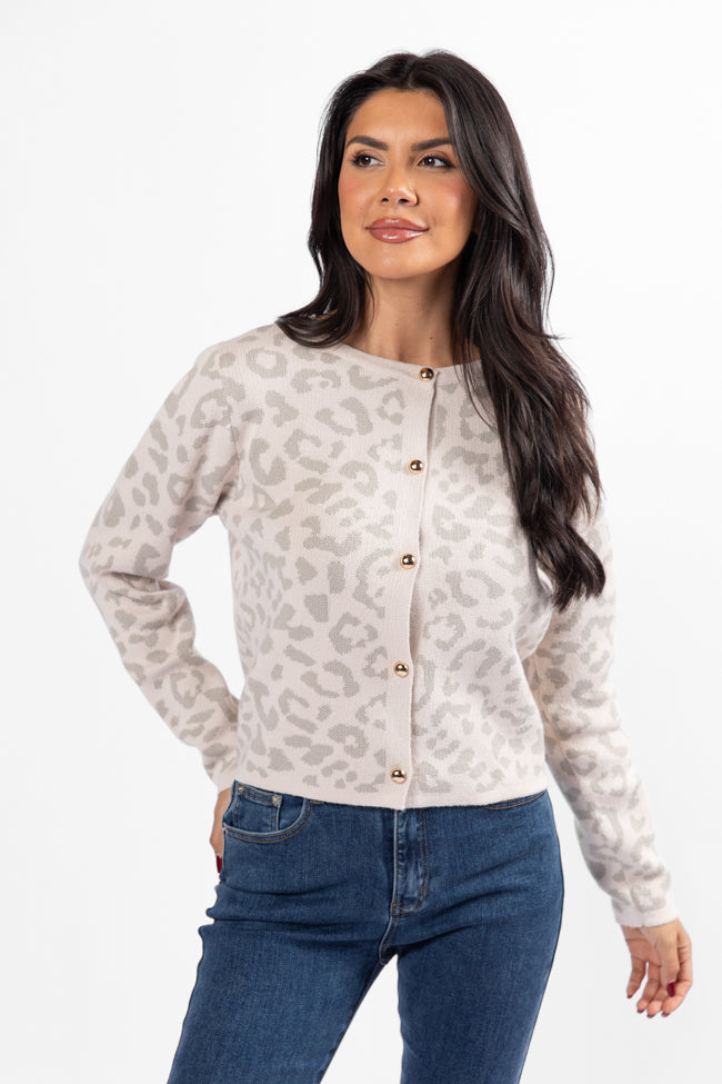 Dream Big Taupe Leopard Cardigan Get Authentic