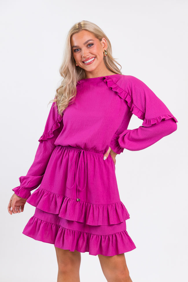 Pinch Me Pink Ruffle Detail Mini Dress FINAL SALE Quality Free Shipping Outlet