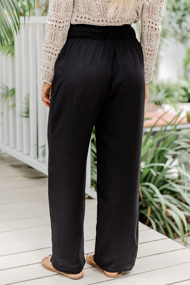 Far And Wide Smocked Waist Black Pants FINAL SALE Cheap Sale Low Pice