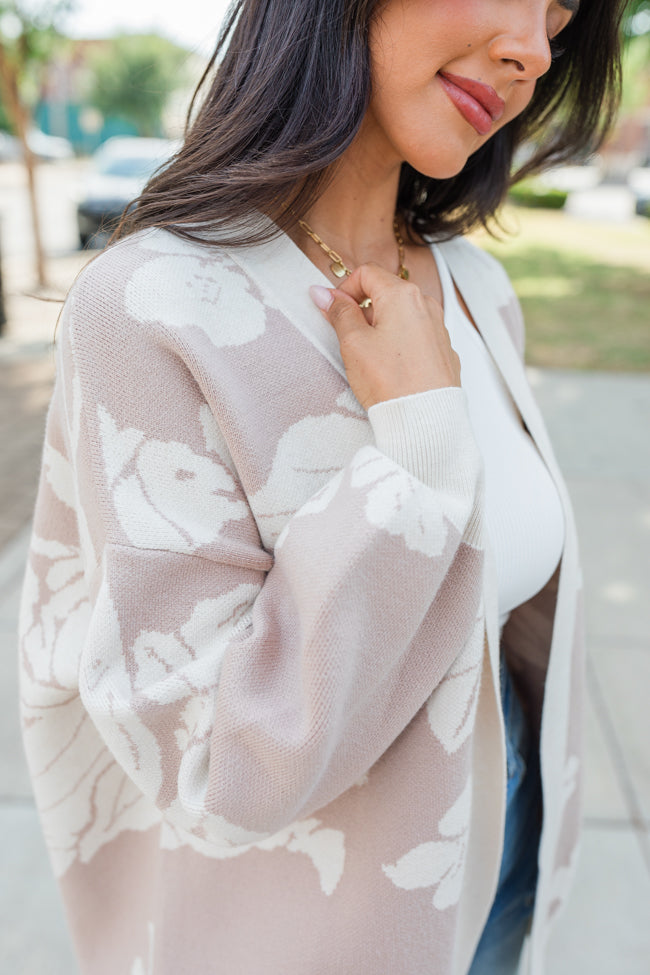 Trying Your Best Beige Floral Cardigan FINAL SALE Cheap Sale New