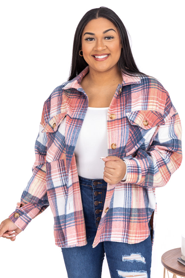 Good Guess Pink Multi Oversized Plaid Shacket FINAL SALE Free Shipping Big Sale