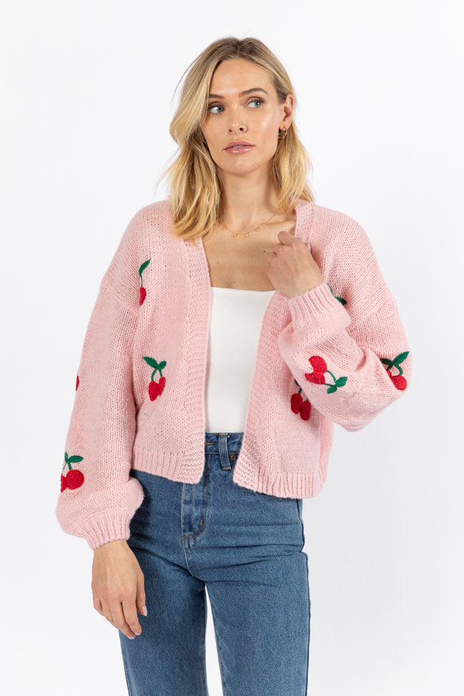 Cherry Picking Pink Embroidered Cardigan With Paypal Cheap Pice