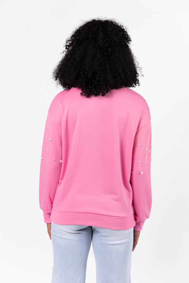 Always Us Pink Pearl Embellished Pullover FINAL SALE Cheap Sale 2025