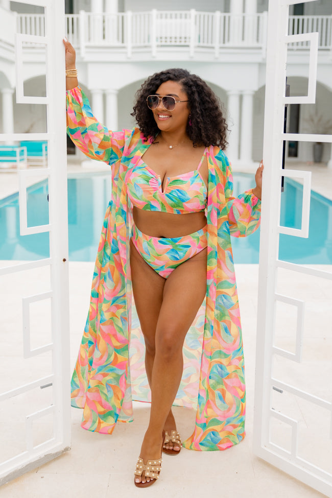 Eyes On Paradise in Kaleidoscope Dreams Belted Kimono Cover Up For Sale Finishline