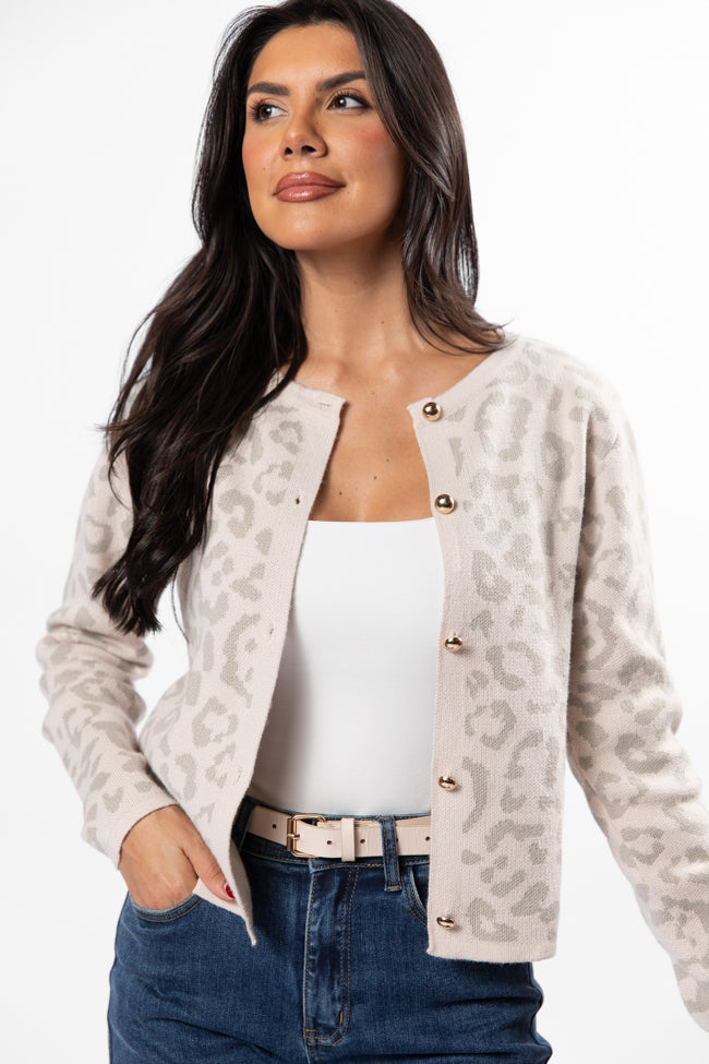 Dream Big Taupe Leopard Cardigan Get Authentic