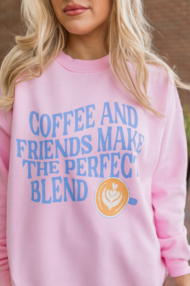 Coffee And Friends Light Pink Oversized Graphic Sweatshirt Free Shipping Tumblr