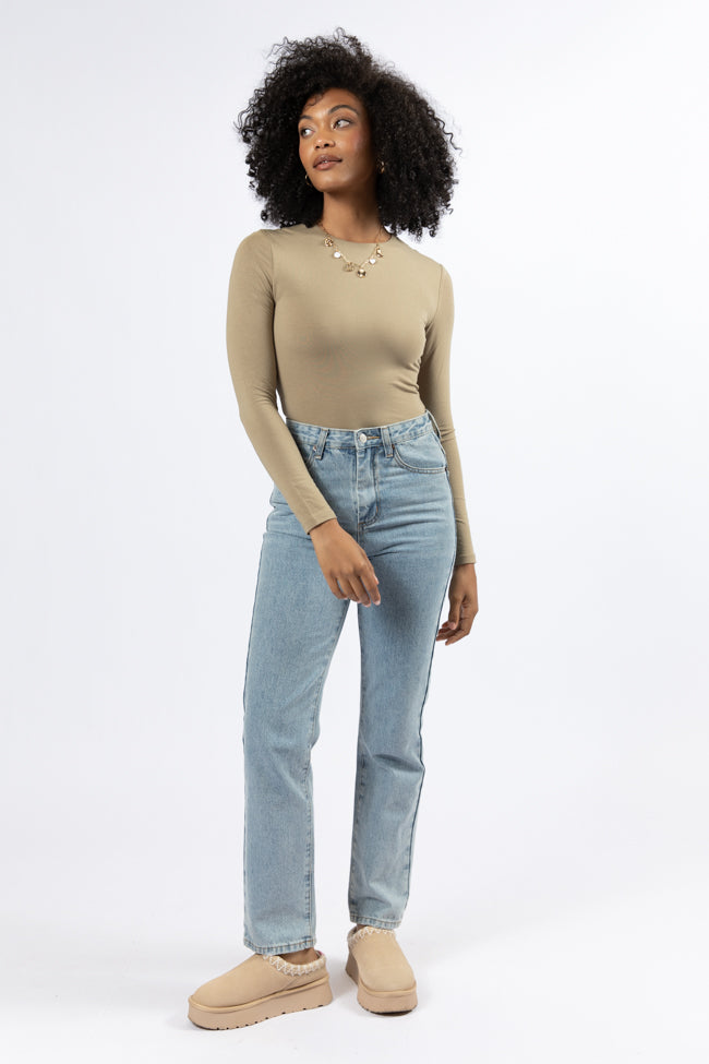 Lucky Me Olive Crew Neck Bodysuit Grey Outlet Store Online