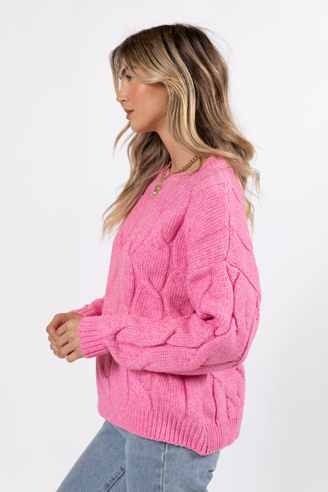 Steer Me Right Pink Oversized Cable Knit Sweater SALE Discount Big Sale