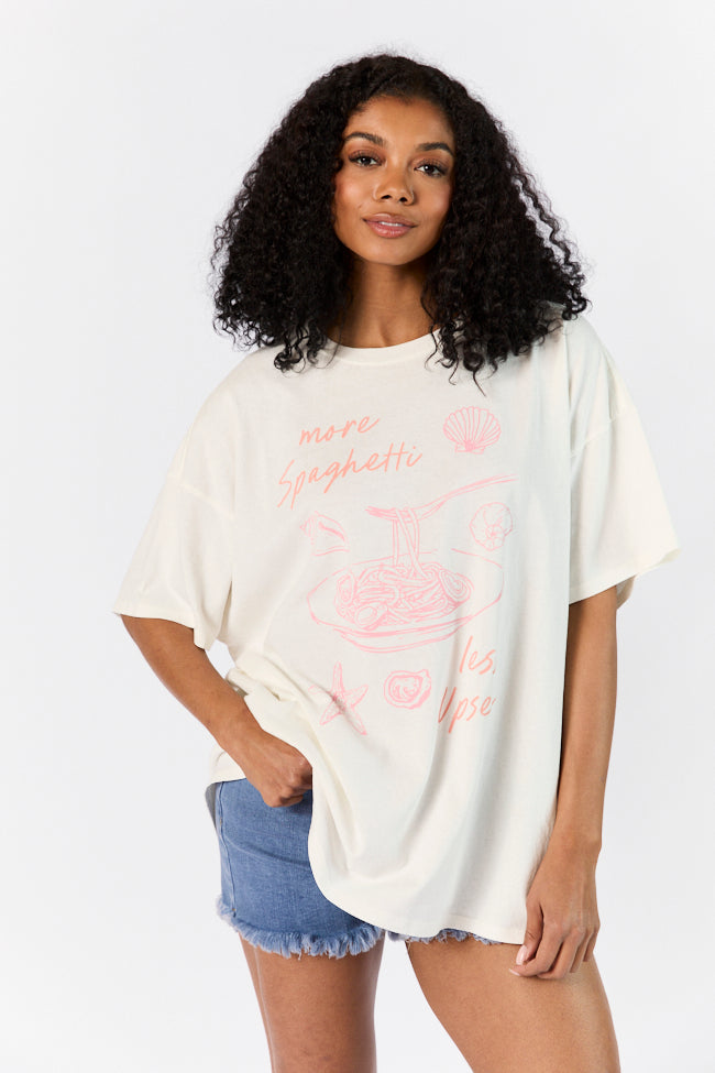 More Spaghetti Less Upsetti Off White Hyfve Oversized Graphic Tee Discount Best Sale