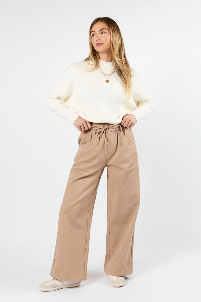 New Flow Khaki Pull On Wide Leg Pants High Quality Buy Online