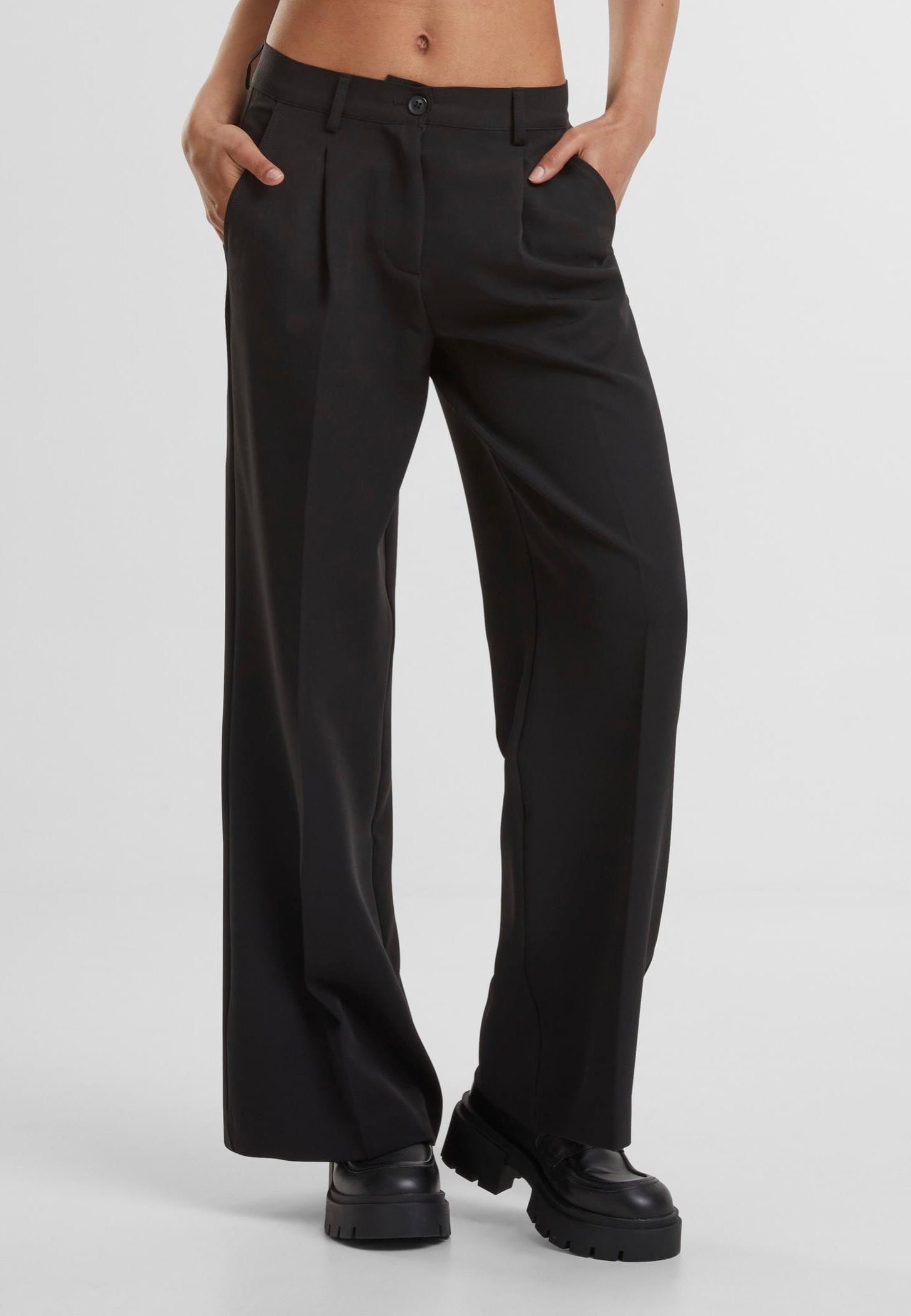 Urban Classics - Ladies Wide Leg Black - Pants Online Sale