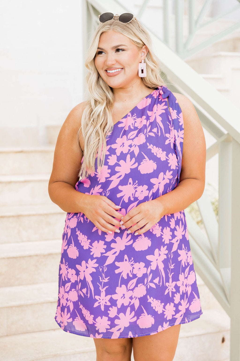 Thriving All Night Purple Floral One Shoulder Dress FINAL SALE Inexpensive