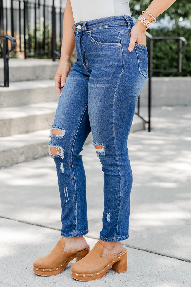 The Mom Jeans Dark Wash Straight Leg Jeans FINAL SALE Cheapest Pice Cheap Pice