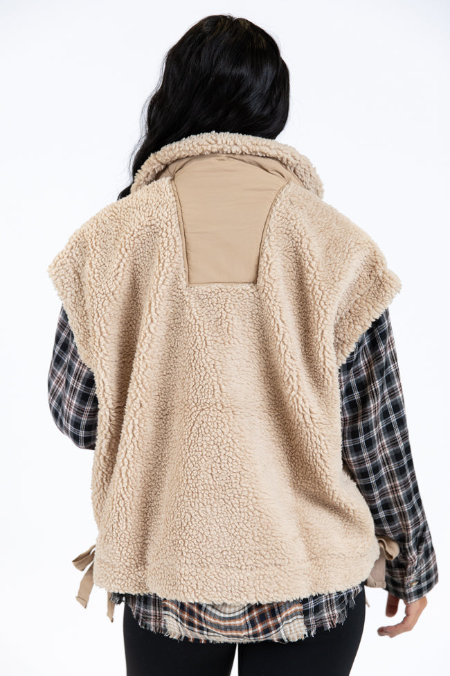 Feel It All Beige Oversized Sherpa Vest Shipping Outlet Store Online