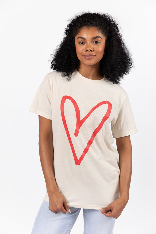 Heart Sketch Ivory Comfort Color Graphic Tee Cheap Sale Amazing Pice