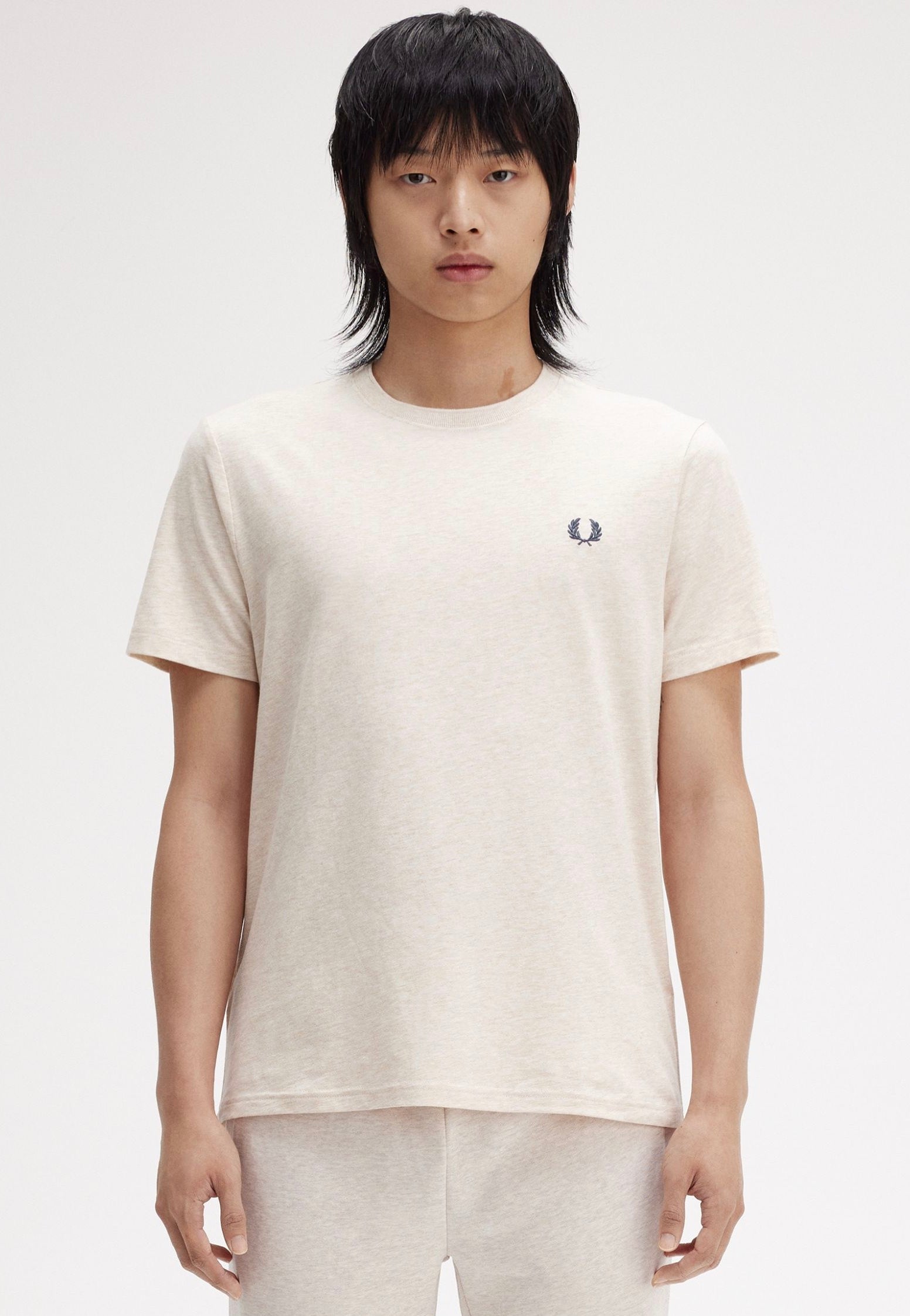 Fred Perry - Crew Neck Porridge Marl/Anchor Grey - T-Shirt Cheap Fake