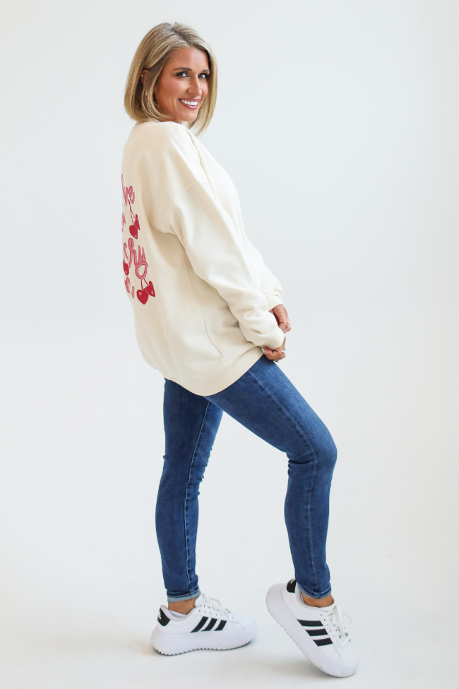 I Love You Cherry Much Cream Oversized Graphic Sweatshirt Kalee Rogers X Pink Lily Cheap Sale With Paypal