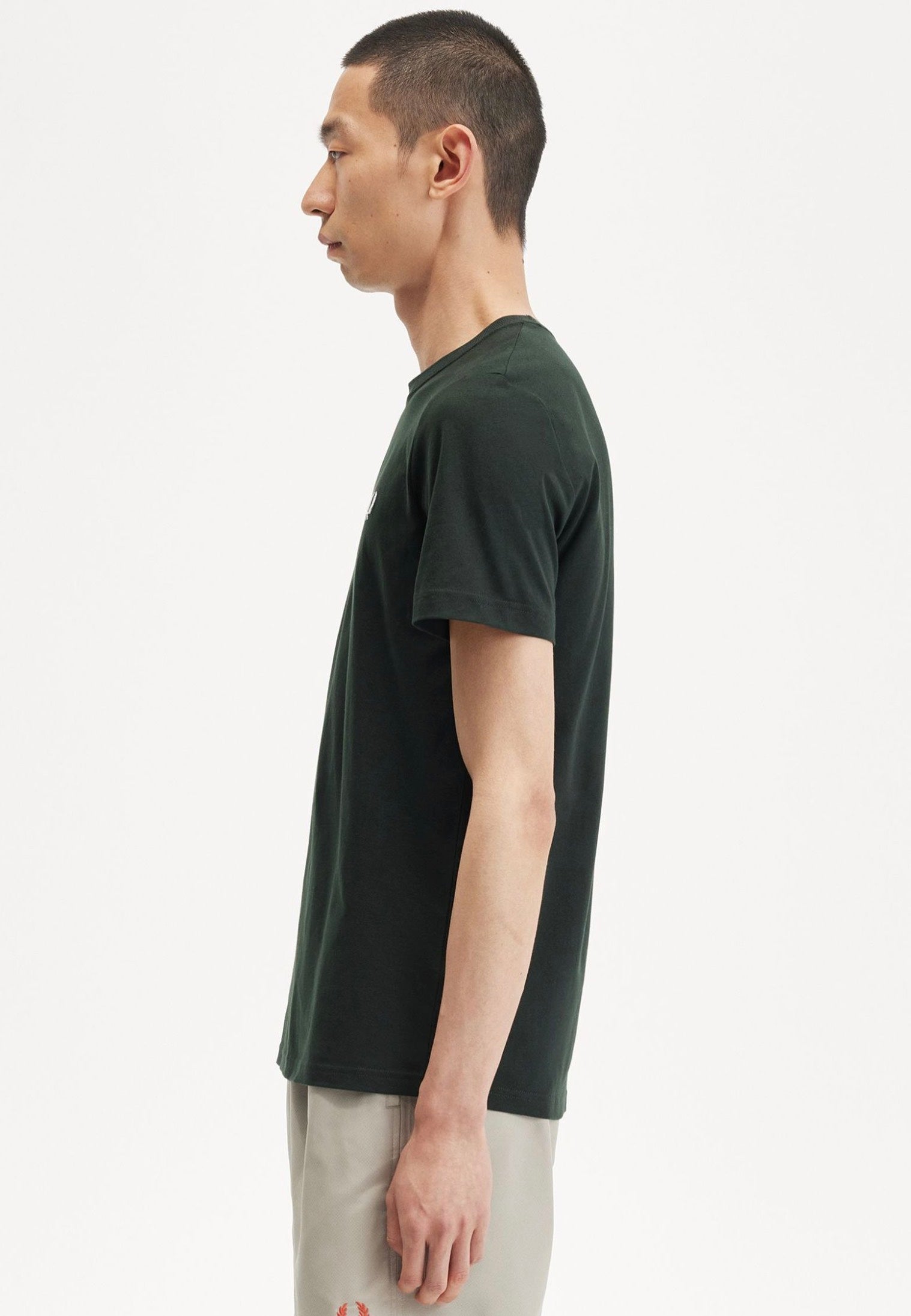 Fred Perry - Crew Neck Night Green/White - T-Shirt Discount Pay With Visa