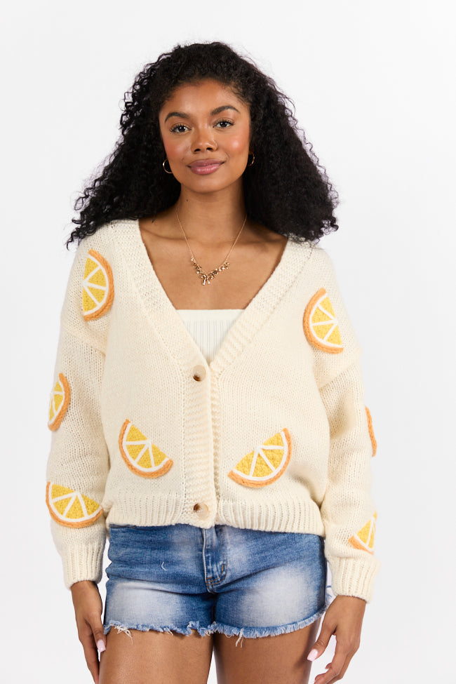 When Life Gives You An Ivory Lemon Slice Cardigan Outlet 100% Authentic