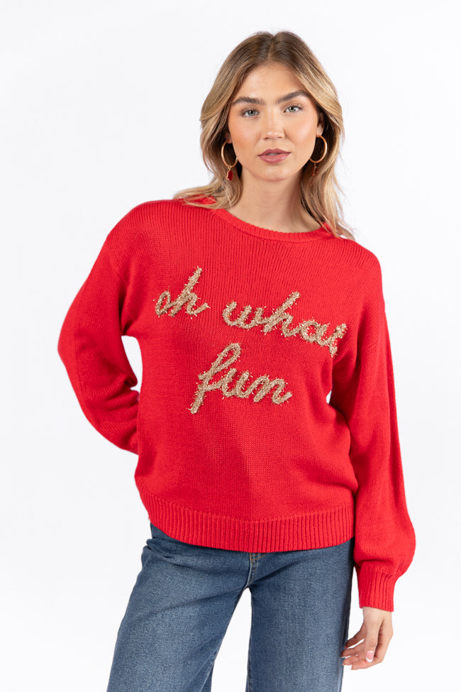 Oh What Fun Red Sweater FINAL SALE Clearance Deals