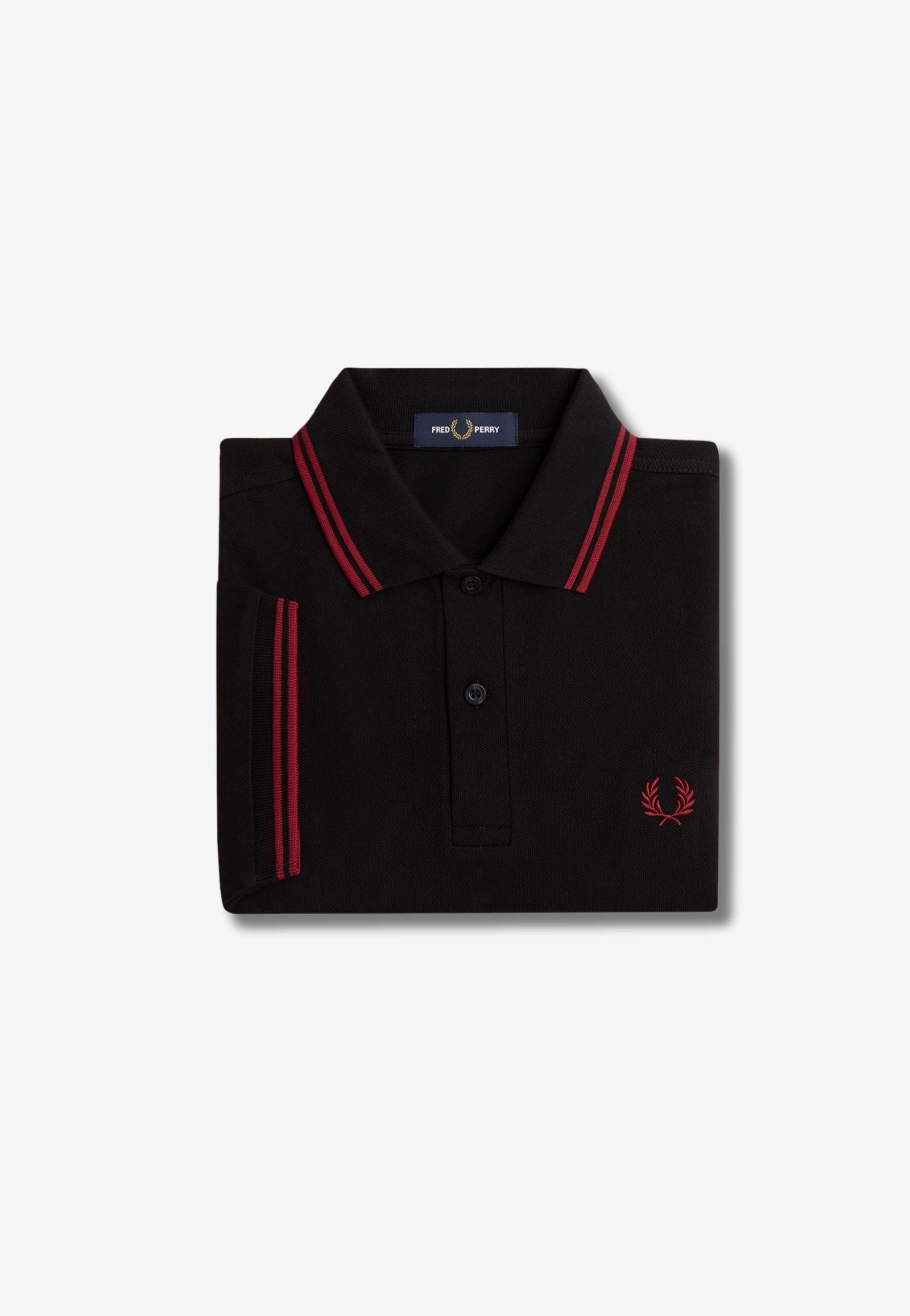 Fred Perry - Twin Tipped Black/Burnt Red - Polo Clearance Get Authentic