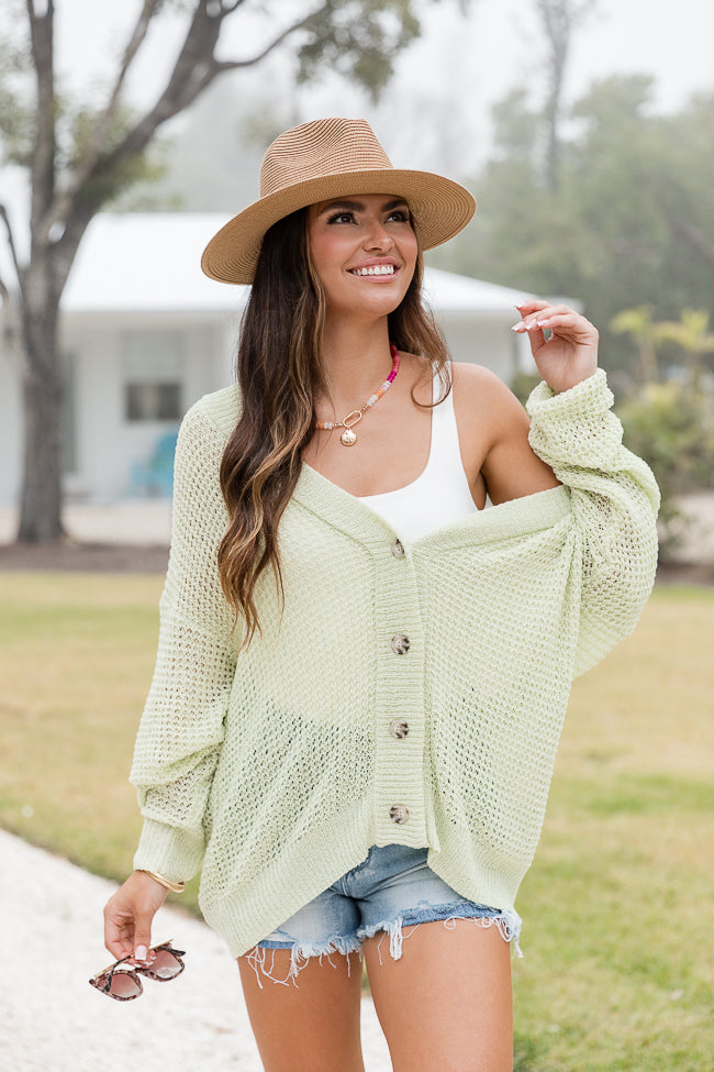 With The Girls Sage Open Knit Button Front Cardigan With Paypal