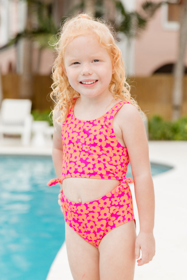 Kid's Sandy Shores In Floral Flair Tie Side Swimsuit FINAL SALE