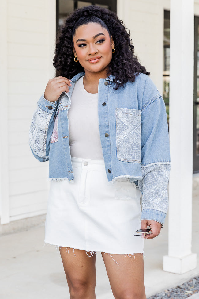 She's Gone White Distressed Denim Skirt FINAL SALE