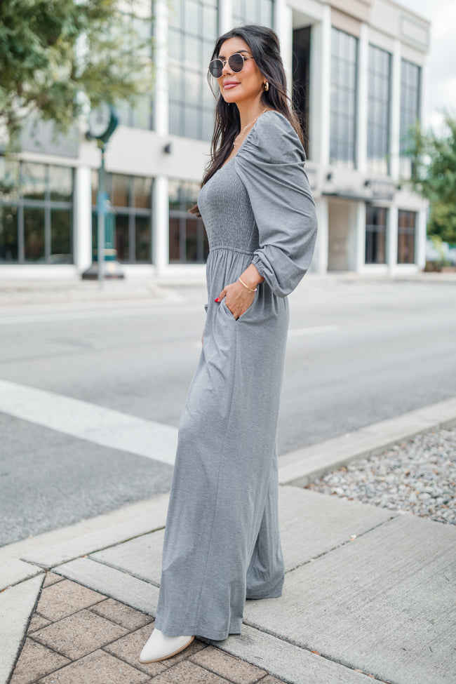 Deep In My Heart Heather Grey Knit Solid Jumpsuit FINAL SALE Free Shipping Original