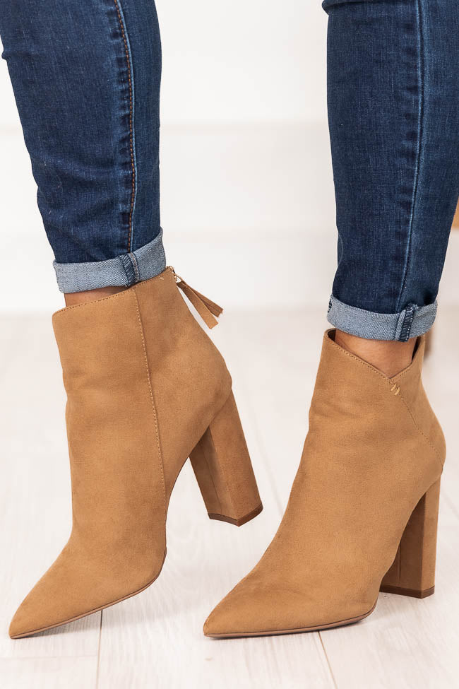 Tamera Brown Suede Pointed Toe Booties FINAL SALE Order