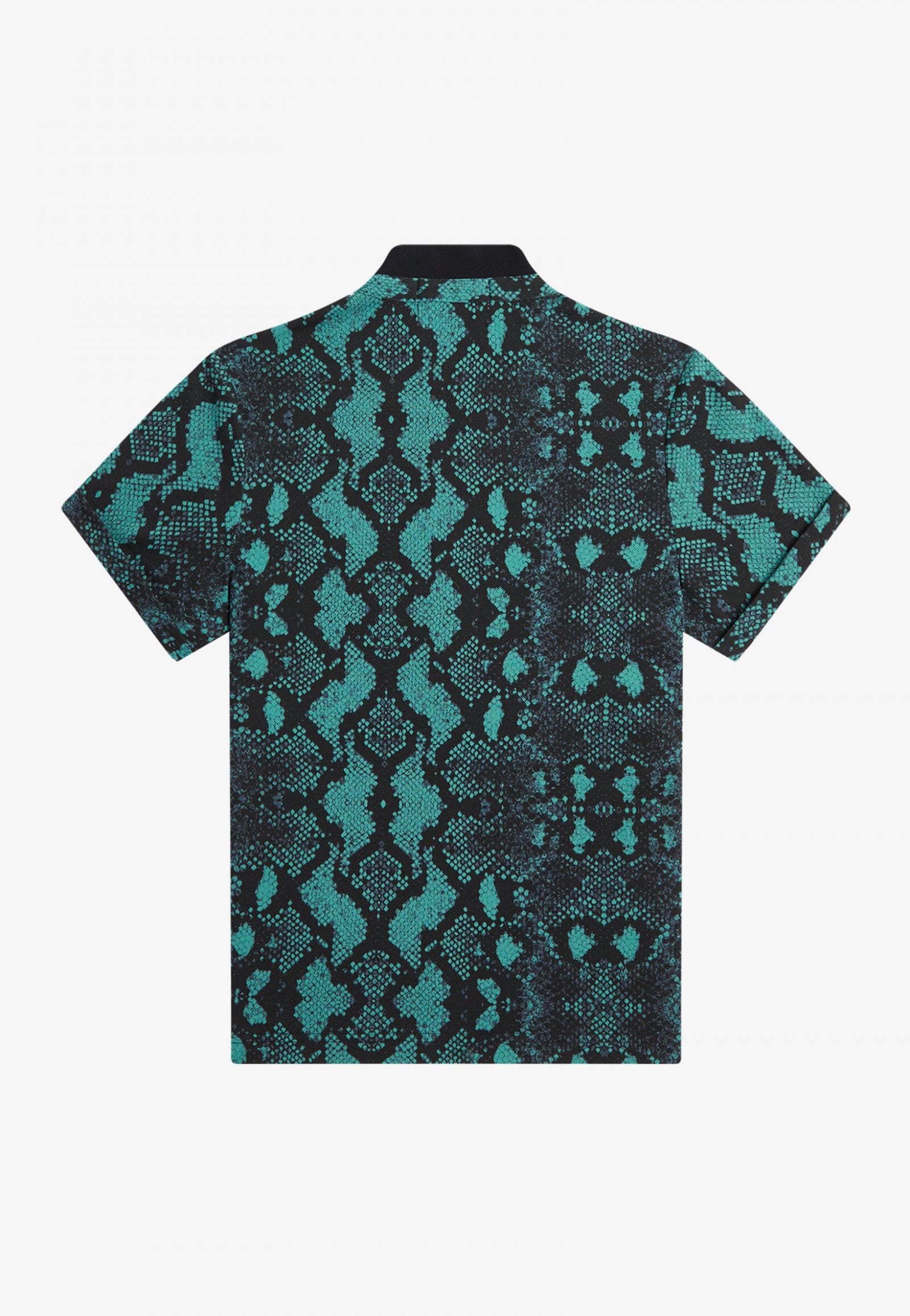 Fred Perry - Snake Print Deep Mint - Polo Excellent