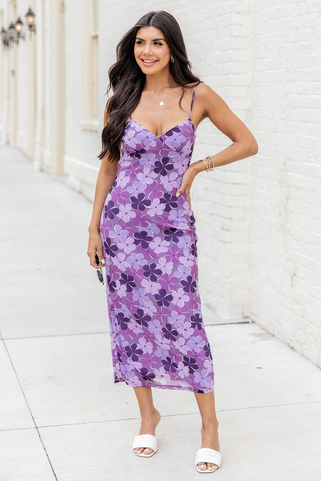 Looking Good Purple Floral Tank Strap Midi Dress FINAL SALE Outlet Locations Cheap Pice