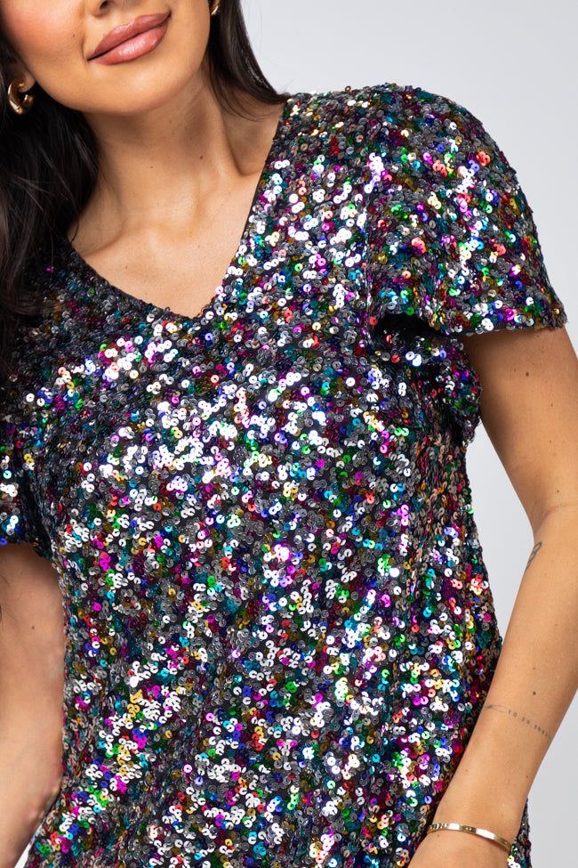 Celebrate Good Times Multi Sequin Mini Dress SALE For Nice For Sale