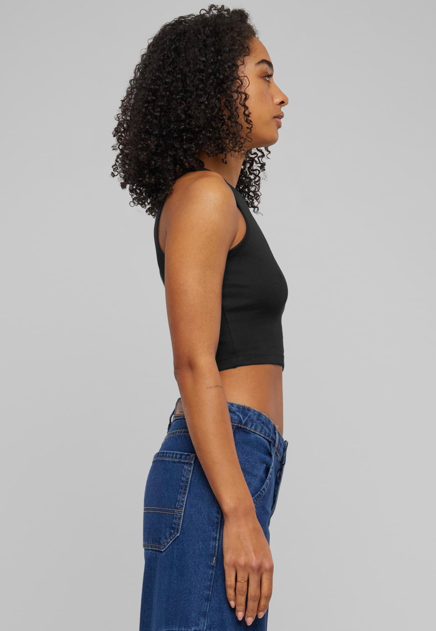 Urban Classics - Ladies Organic Cropped Rib Black - Top Original Online